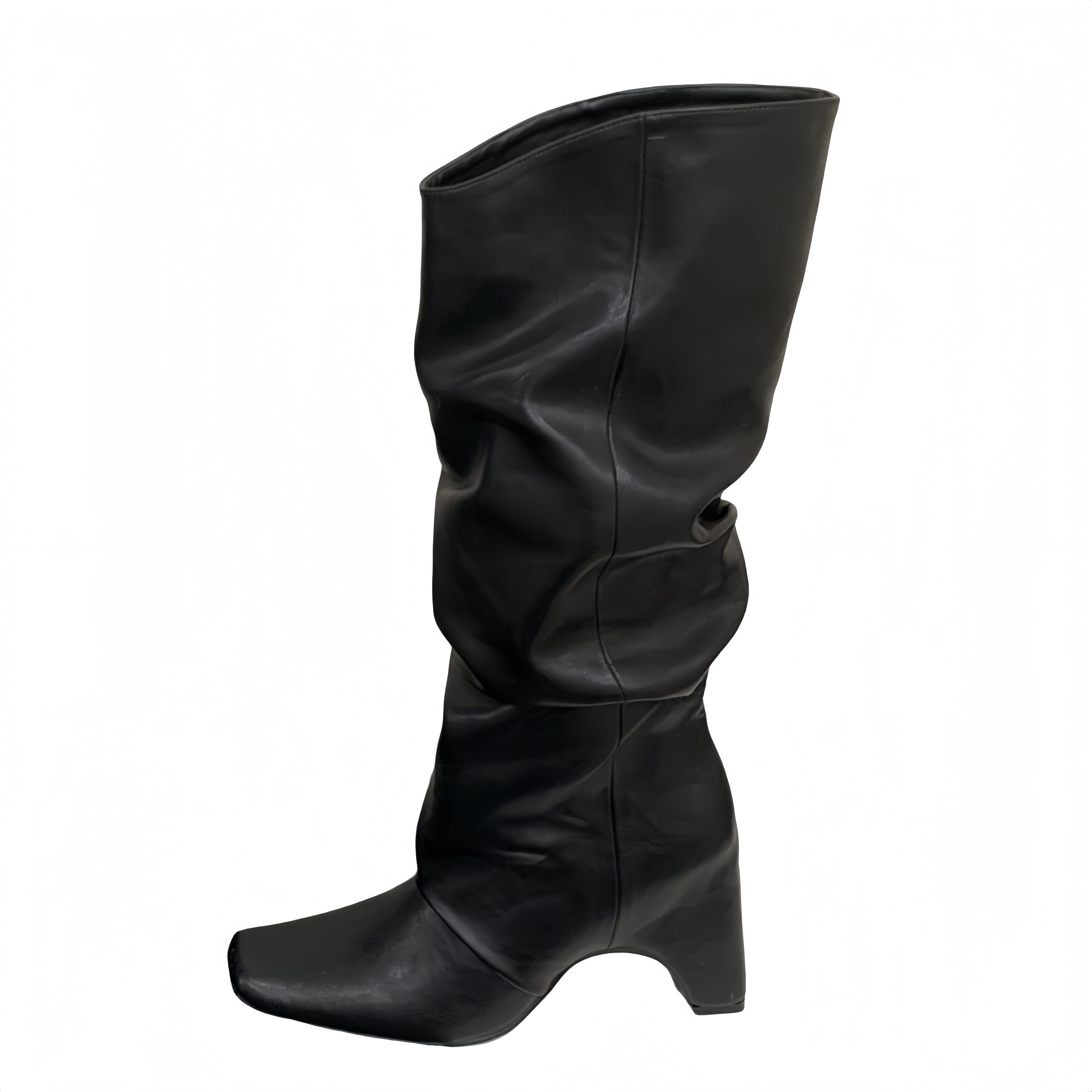 2025 New Retro Pleated Stacked Boots Long Boots Women Suede Chunky Heel Versatile Wasteland Style High Boots - Image 5