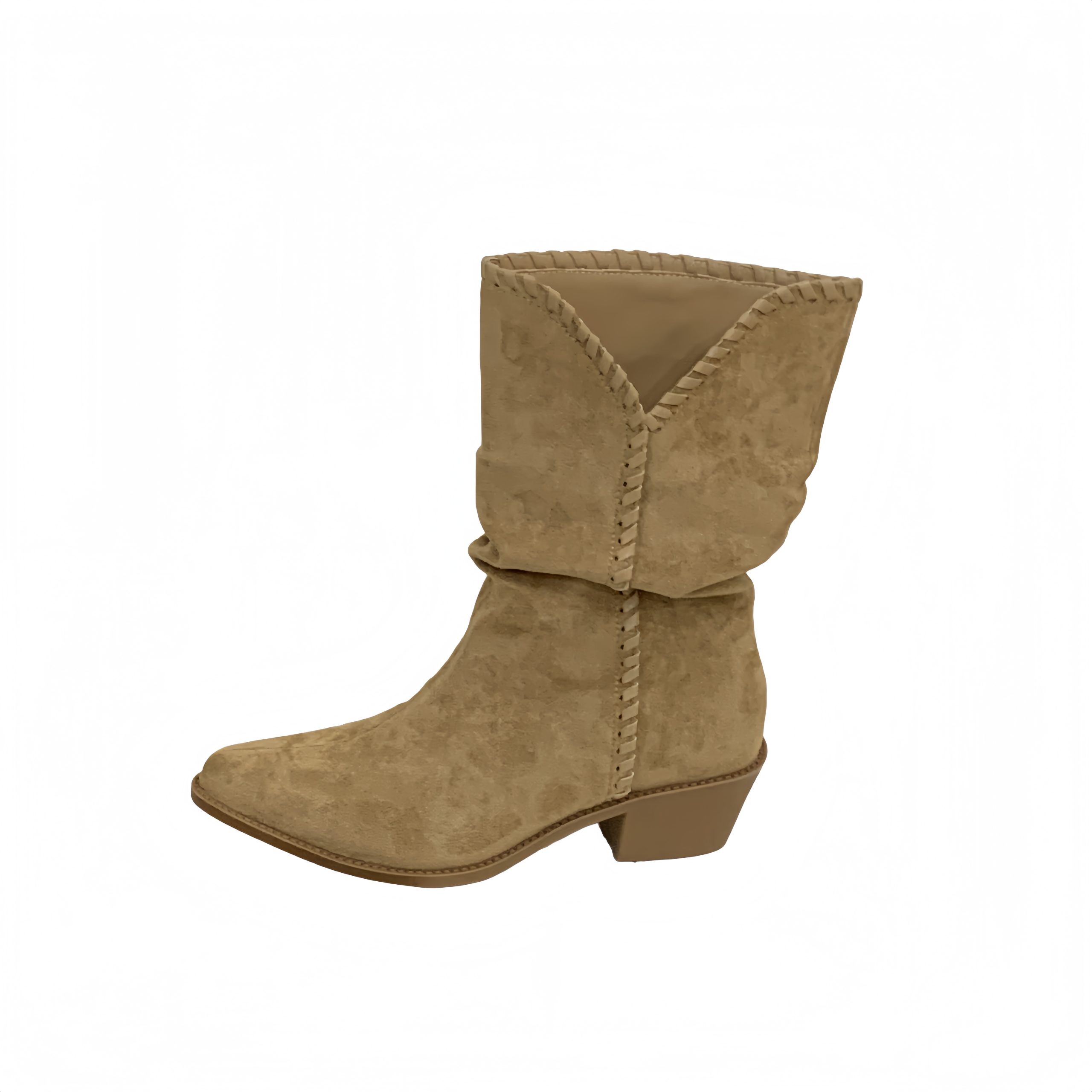 2025 New Style European and American Suede Stacked Boots V-Shaped Pointed Toe Chunky Heel Fashion Short Boots Western Cowboy Boots - Image 5