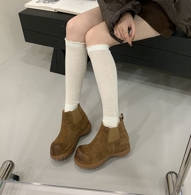 2025 New Style Height Increasing Slim Short Boots Women Retro Chelsea Boots Thick Sole Big Head Pipe Boots Versatile Fashion - Image 4