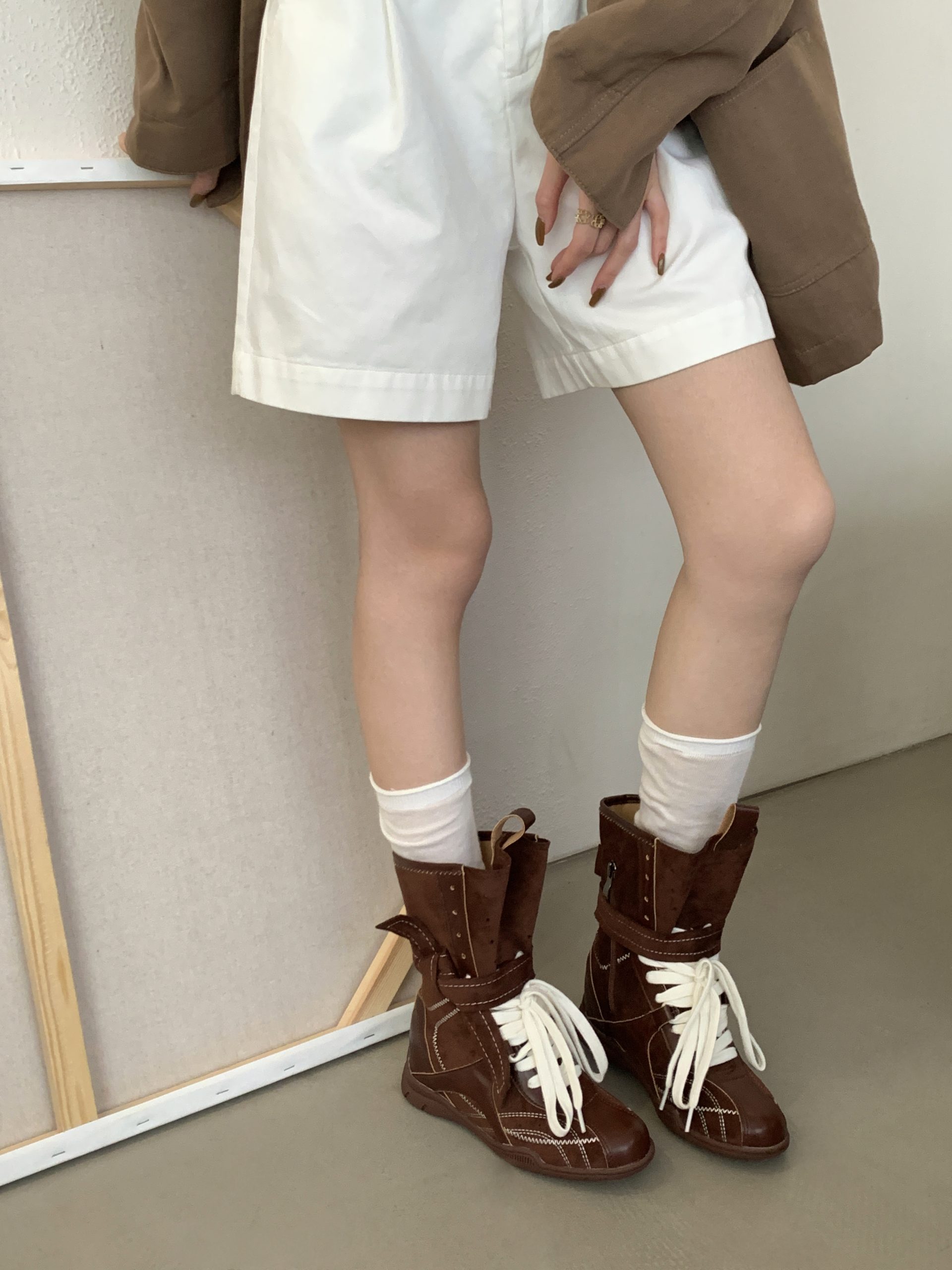 2025 New Summer Dress Matching Retro Martin Boots Women British Style Height Increasing Pull-on Short Boots - Image 3