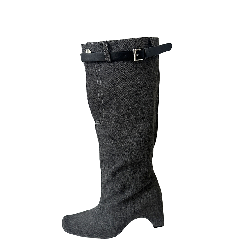 2025 New Western Cowboy Boots for Women High Top Knight Boots Retro Square Toe Chunky Heel - Image 5