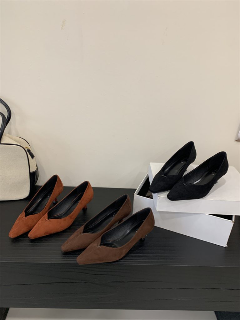 2026 Fall Korean Style Square Toe Kitten Heel Slip-On Shoes for Women 35-40