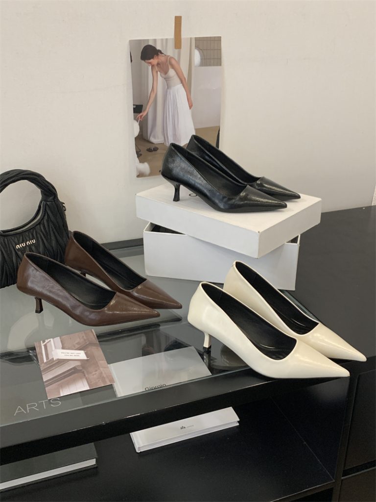 2026 Four Seasons Pointed Toe Kitten Heel Slip-On Shoes for Women Sizes 35-40