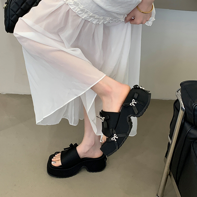 2026 New French Fairy Style Thick Sole Half Slippers for Women Butterfly Summer Casual - Image 2