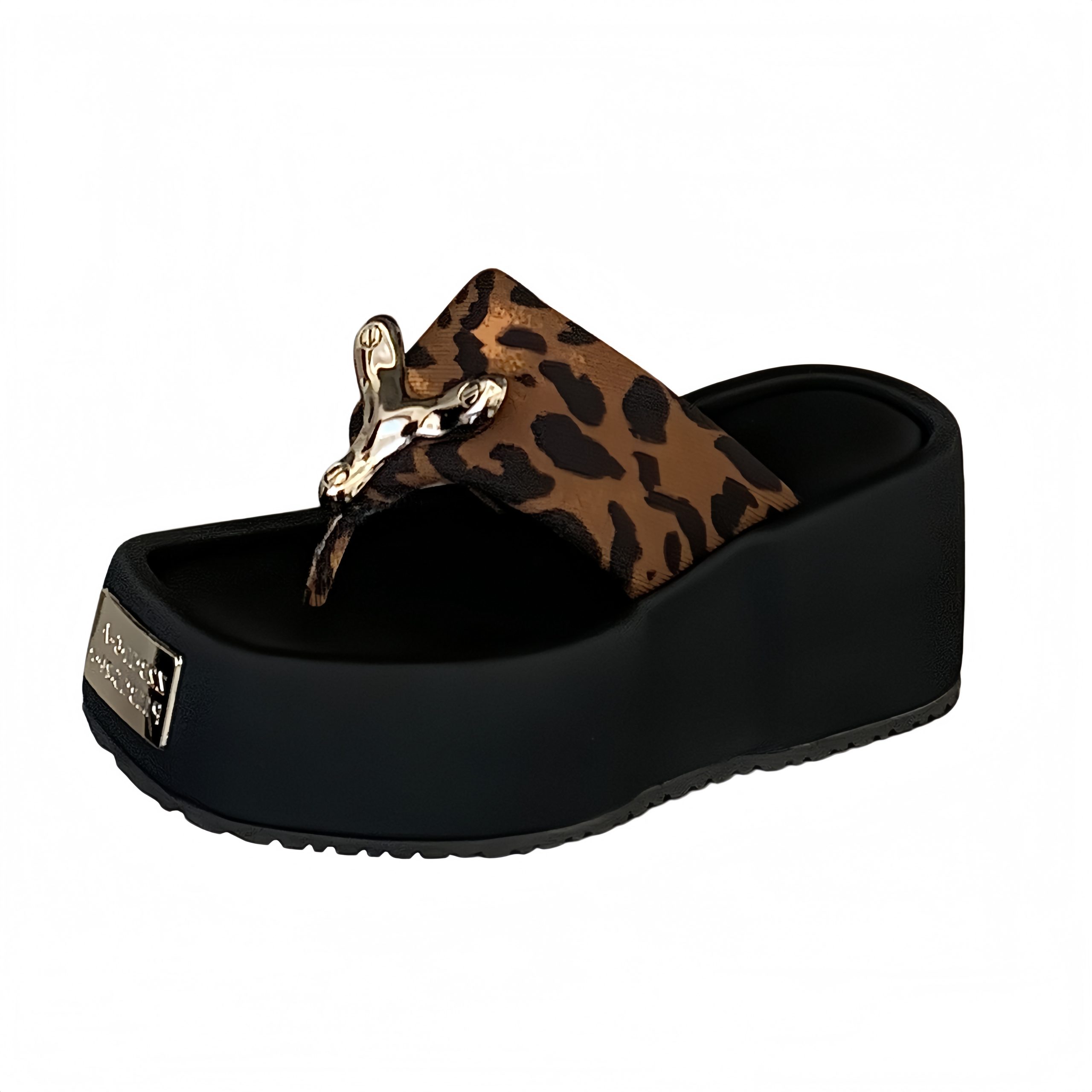 2026 Summer New Thick Sole Fashion Flip Flops Women's Slippers Simple Versatile Metal Buckle - Image 5