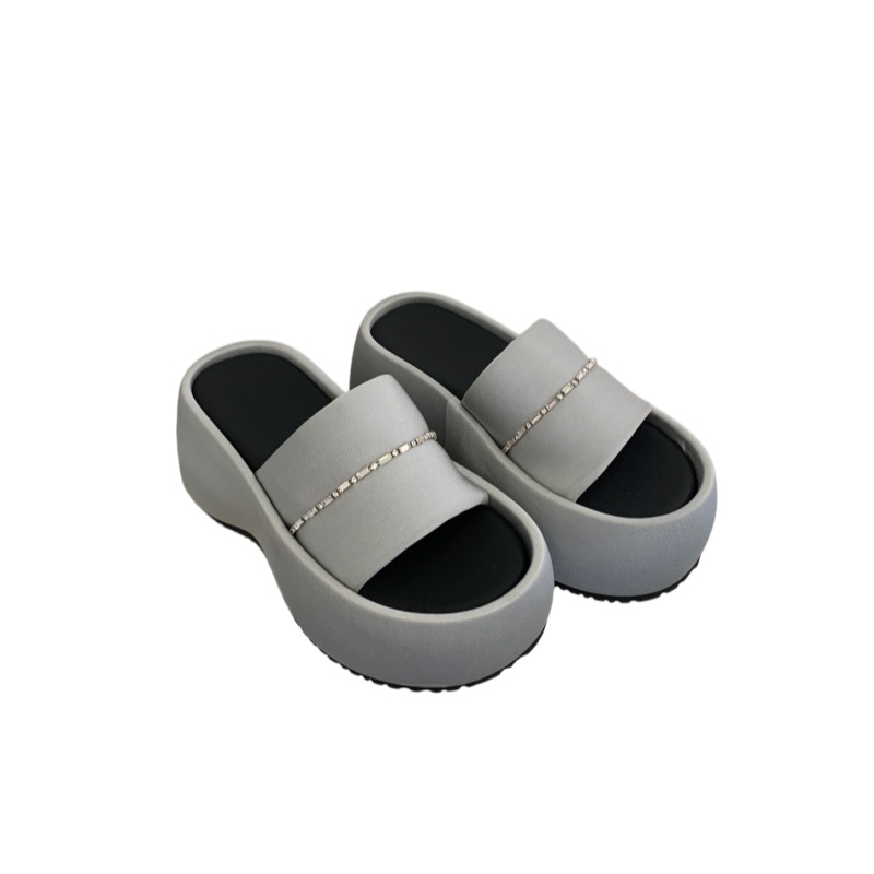 Zhuipin 2026 Summer New Hollow Fashion Stretch Fabric Boots Slip-On One-Strap Diamond Decor Platform Thick Sole - Image 5